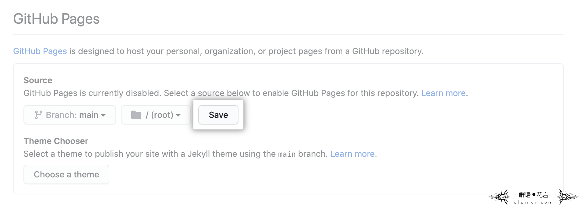 Button to save changes to the publishing source settings